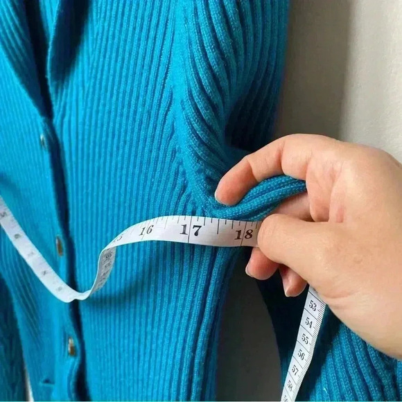 L.L. Bean Teal Ribbed Women's Cardigan - Picture 4 of 12